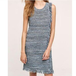 HOLDING HORSES Textured Knit Blue Fringe Dress